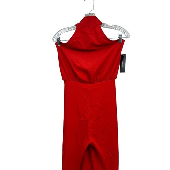 Lulus Womens Halter Jumpsuit Wide Leg Open Back Slash Pockets Red Size S - Picture 2 of 6